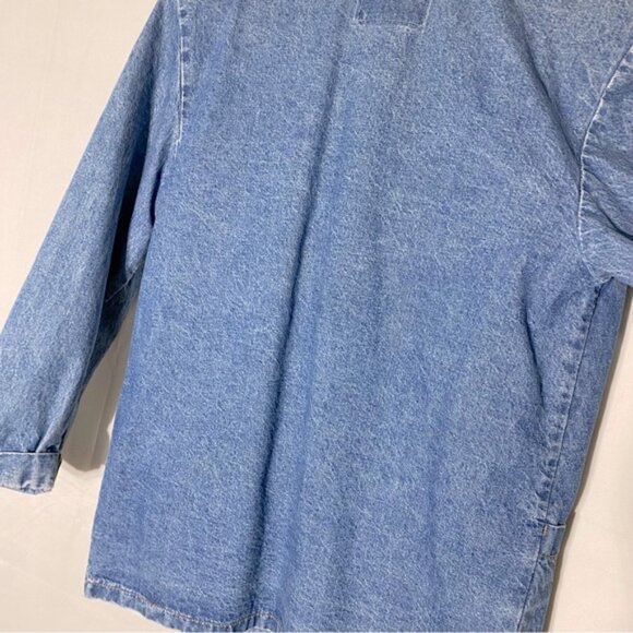 Vintage Silver Style Light Med Wash Oversized Denim Blazer Jean Jacket L - Picture 9 of 14